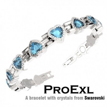 ProExl Swarovski Love Heart Crystal Womens Magnetic Bracelet Blue Crystals with Gift Box - C1126ZGXEHZ