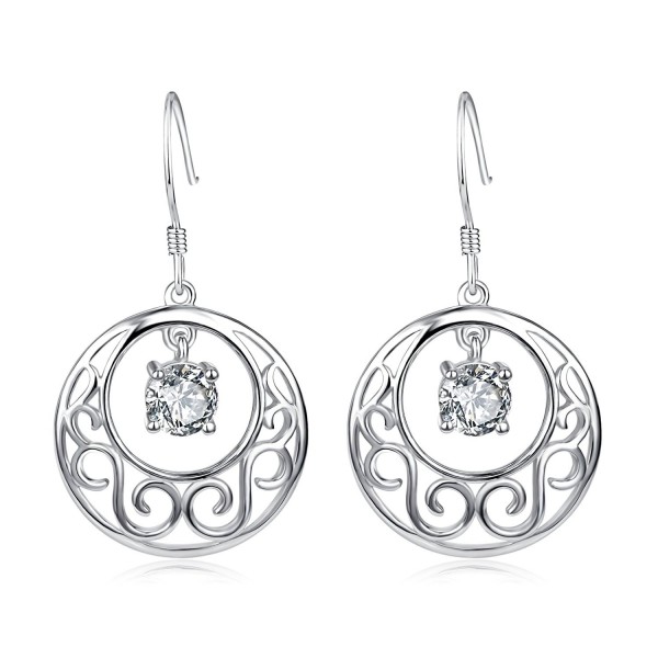 YFN Moon & Star 925 Solid Sterling Silver Filigree Teardrop Dangle Drop Earrings - CT182X9KMOH