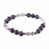Amethyst Bracelet with Super Seven- Melody Stone- 7 1/4"- Sterling Silver- Stretch - C512J9F7ADH