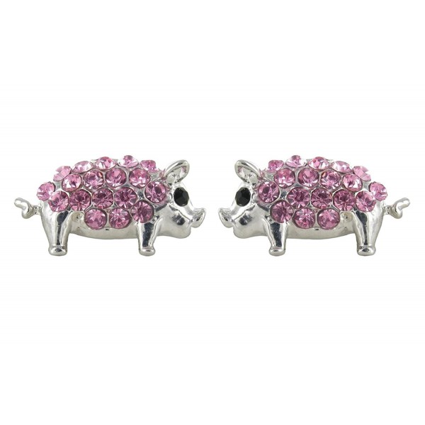 Pig Jewelry - Mini Pig Pavé Rhinestone Stud Earrings in Pink Crystals - C611DF68CT9