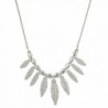 Lux Accessories Boho Silvertone Casted Feather Drop Mini Statement Necklace - CB12HL7HUU9