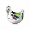 Sterling Silver Enamel Chicken Charm- Fits Pandora- Chamilia- Troll Bracelet - C2116ENXIE9