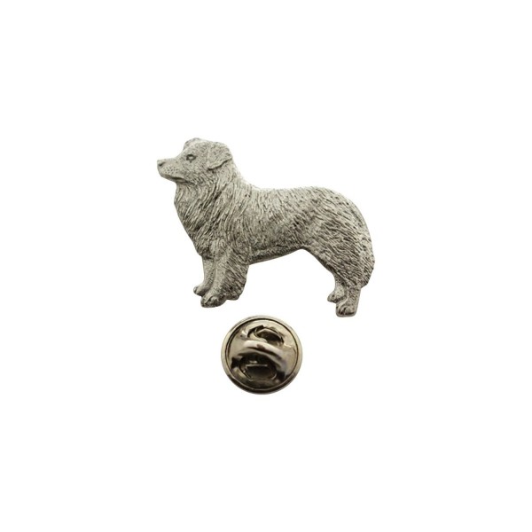 Border Collie Pin ~ Antiqued Pewter ~ Lapel Pin ~ Sarah's Treats & Treasures - C712NBUUACB