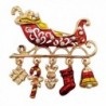 SELOVO Santa Sleigh Boots Christmas Brooch Pin Gold Tone - CO12MZL6O37