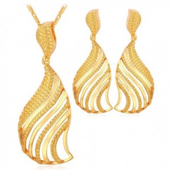 U7 Women 18K Gold Plated Fashion Conch Shape Hollow Pendant & Earrings Statement Jewelry Set - CH125OGE8LN