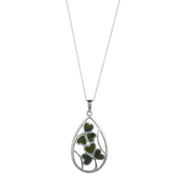 Shamrock spray Sterling Silver Connemara Marble Pendant - CQ12HF4R143