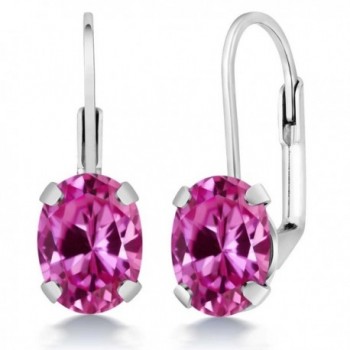 3.30 Ct Oval Pink Created Sapphire 925 Sterling Silver Earrings For Women - CX11FX1W6AT
