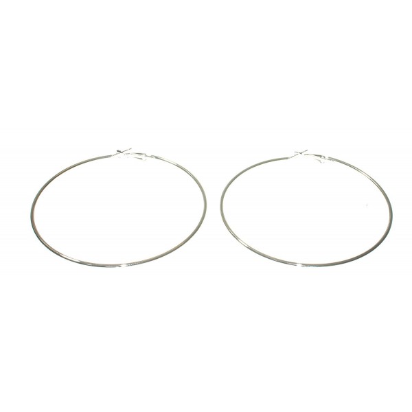 Sterling Silver Plate 3" Hoop Lever Back Earring - C31258UMS0N