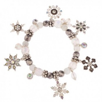 Lux Accessories Frozen Snowflake Christmas Xmas Snow Flake Braded Charm Bracelet - CN11QS4TC21