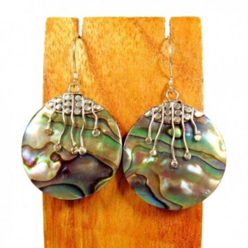 Sterling Silver Abalone Shell Round Dangle Earring Bali Bay Trading Co - C61206PI0AV