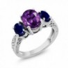 Sterling Amethyst Sapphire 3 Stone Available