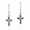 Mini Cross Inlaid Abalone Shell .925 Sterling Silver Dangle Earrings - CF128HTFVER