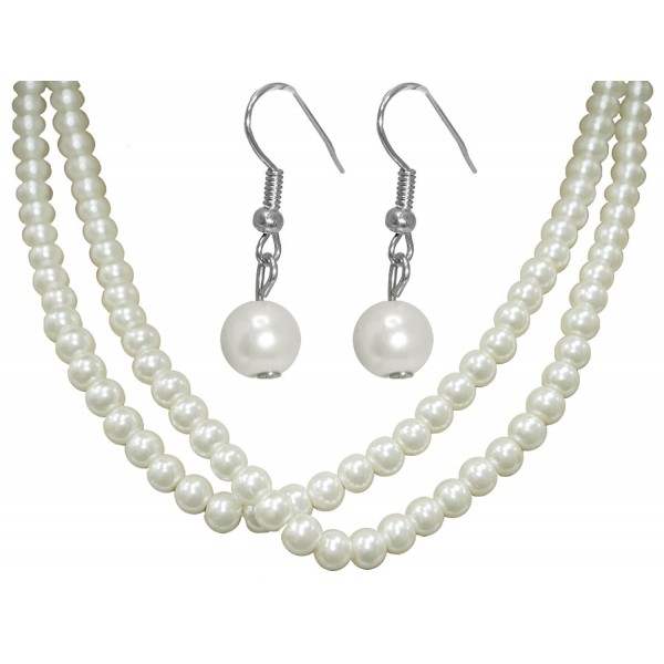 Ivory Imitation Pearl Necklace and Earring Set for Bride-Bridesmaid-Wedding-Prom-New Years Eve - C611C9ZN9I1