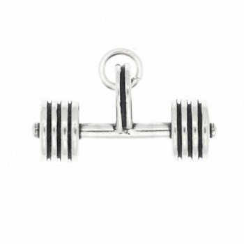 Sterling Silver Oxidized Three Dimensional Weightlifting Straight Barbell Charm - CX11962LNM9