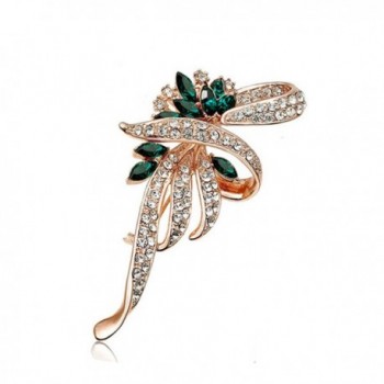 Fashion Plaza Women's Gifts Flower Brooch with Clear CZ Pin BR136 - CL11LZLVIZ1