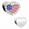 CharmSStory American Usa US Flag Charms Heart Red Synthetic Crystal Photo Beads - White - CD11Z303HYZ