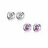 925 Sterling Silver and White Gold Plated Rose Flower Fashion Stud Earrings with Purple Crystal in 2 sets - CN17YZZWUQM