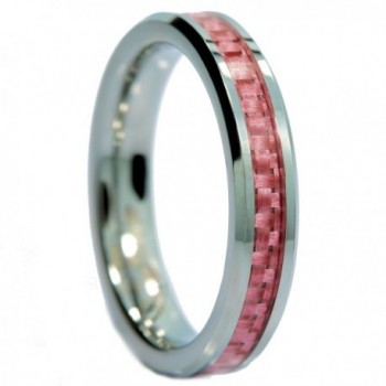 MJ 4mm Tungsten Carbide Pink Carbon Fiber Inlay Wedding Band - CG11HJY70DR