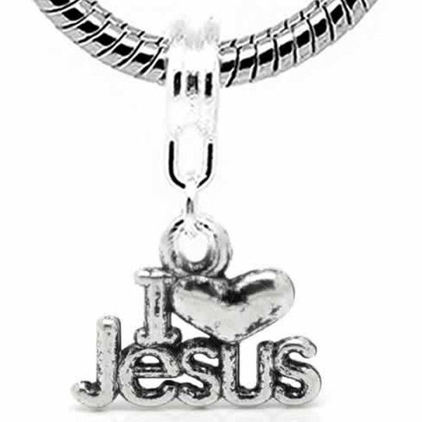 I Love Jesus Charm Dangle Bead For Snake Chain Charm Bracelet - CL11CJVM37D