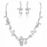 EVER FAITH Bridal Silver-Tone Chunky Flower Leaf Austrian Crystal Clear Necklace Earrings Set - C911GFEYABL