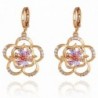 Yazilind Charming 18k Gold Filled Flower Inlay Cubic Zirconia Dangle Drop Earrings for Women - Colorful - CZ11ME95FCF