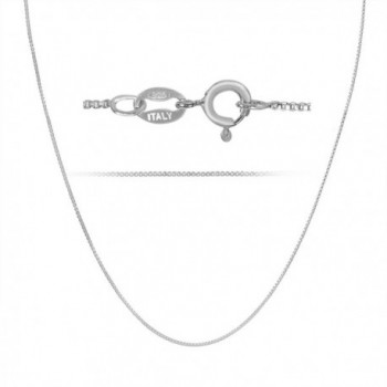 Box Chain Necklace Sterling Silver Italian .7mm Sturdy Thin Rhodium Plated Nickel Free Hypoallergenic - CV11HYF8RUB