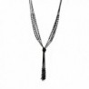 Vintage Style Charcoal Black Long Multitier Beaded Womens Necklace Jewelry (Long - 31") - C011D5CQ7IB