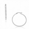 Stainless Steel Silver-Tone White CZ Round Hoop Earrings - CM11CFA5XGP