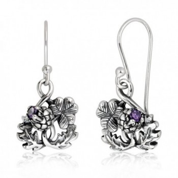 WithLoveSilver 925 Sterling Silver Thistle Luckenbooth and Shamrock Clover Heart Dangle Hook Earrings - CK12JIWLP6F