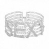 Women Luxury Specific SEXY Letter Rhinestone Inlaid Choker Alloy Wide Necklace - Silver - CA184KRAOS4