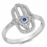 Hamsa Hand of God Blue Simulated Sapphire Ring New .925 Sterling Silver Band Sizes 4-10 - CT12JPCMSPZ