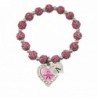 Custom Breast Cancer Awareness Survivor Stretch Jeweled Pink Bracelet Choose Initial - CF12N1M7RC7