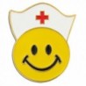 PinMart's Yellow Smiley Face with Nurse Cap Nursing Enamel Lapel Pin - CW11KV44AGL
