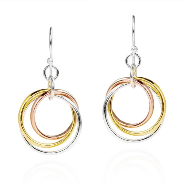 Trendy Tri Color Hoop .925 Sterling Silver Dangle Earrings - CR11C608AD7