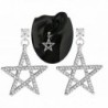 SUNSCSC 1 Pair Clear Crystal Rhinestone Moon Star Dangle Drop Link Cuff Stud Earrings Silver - Two Star - CR182EKT3YT