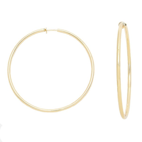 2.25 in Solid Goldtone Spring Back Hoop Clip On Earrings - CI128LAW2CZ