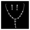 Belle House Sliver Rhinestones Necklace Prom Earrings Jewelry Sets for Wedding Bridal Party BH15024 - Silver - C6128EGM1VJ