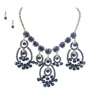 Unique Blue Cyrstal Statement Matching Necklace Earring Jewelry Set for Women - CO1858UKKRO