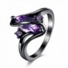 S Shape Purple Zircon Inlay Ring Black Gun Plated Alloy Band Rings - alloy - C612O443OUQ