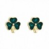 Shamrock Earrings Gold Plated Studs & Enamel Irish Made - C5187NHEIIW