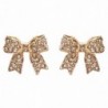 Fashion Crystal Pave Bow Ribbon Stud Earrings Gold - CP118TRTIX3