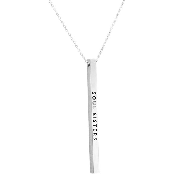 Rosemarie Collections Women's Simple Vertical Bar Pendant Necklace "Soul Sisters" - Silver Tone - CW184Y6A6N2