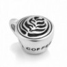 925 Sterling Silver Latte art Coffee Cup Bead Charm Fit Major Brand Bracelet - Leaf - CD11DM5NARB