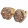 JAB 1 Pair Gold Plated Hexagon Natural Agate Titanium Druzy Post Stud Earrings for Women G0907 - champagne - C212M2G2W5R
