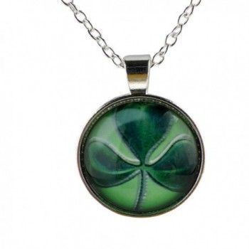 Rosemarie Collections Women's Antique Style Lucky Shamrock Charm Necklace - Silver Tone - C411SK3YZNT