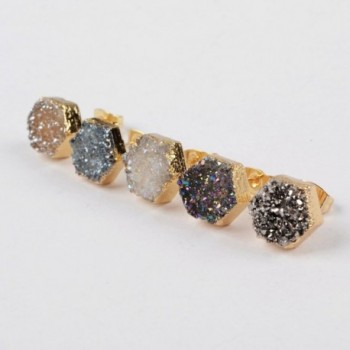 JAB Hexagon Titanium Champagne Earrings in Women's Stud Earrings