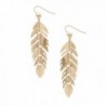 Humble Chic Floating Feathers Dangle Earrings - Long Hanging Metal Link Leaf Drops - Gold-Tone - CM11RY2DIAR