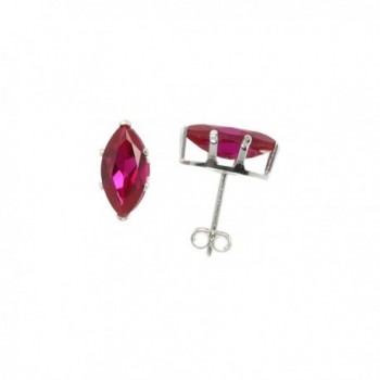 Sterling Silver Cubic Zirconia Marquise Ruby Earrings Studs Red Color 2 carat/pair - CL111CE4U6P