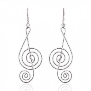 925 Sterling Silver Light Wire 45 mm Long G-Clef Music Note Dangle Hook Earrings - C311LWHSBRV