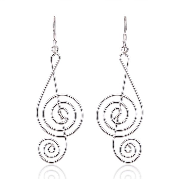 925 Sterling Silver Light Wire 45 mm Long G-Clef Music Note Dangle Hook Earrings - C311LWHSBRV